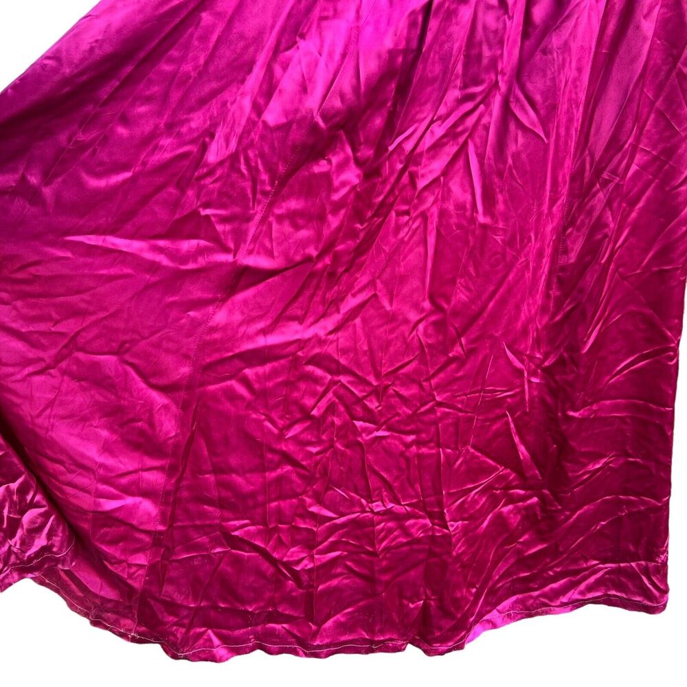 Vintage Gunne Sax Burgundy Satin Pink Lace Short Puff Sleeve Maxi Dress No Size - Picture 9 of 16